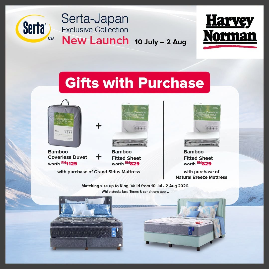 Harvey-Norman-Malaysia-Serta-Japan-Exclusive-Collection-Promotion-7 10 July – 2 August 2026: Harvey Norman Malaysia Serta-Japan Exclusive Collection Promotion – Free Bamboo Gifts with Selected Mattress Purchases