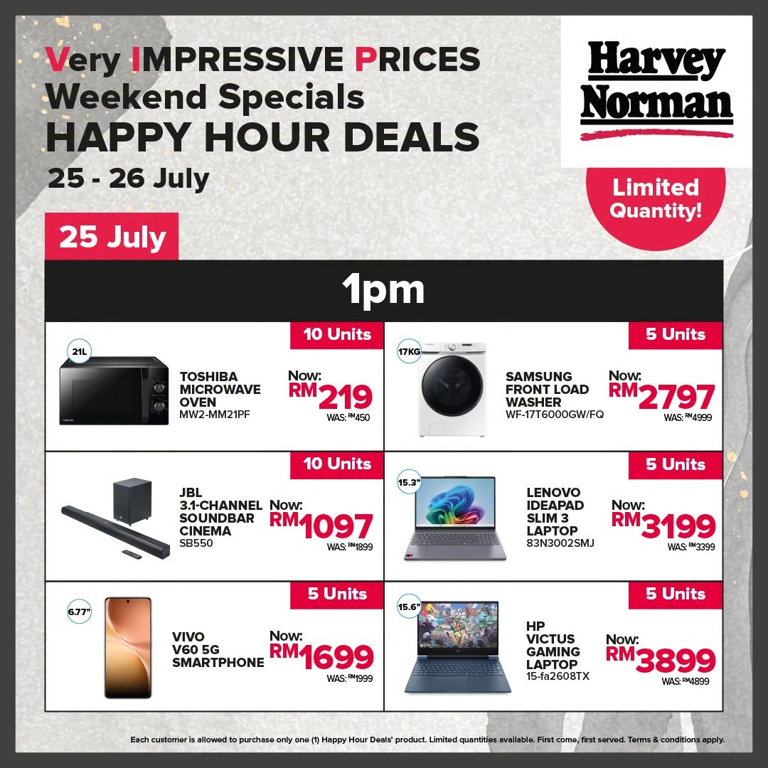 Harvey-Norman-Malaysia-Very-Impressive-Prices-Weekend-Specials-Sale-8-1 23-26 July 2026: Harvey Norman Malaysia, Top Brands Mega Warehouse Sale Promotion with Up to 80% OFF Electronics, Furniture and Home Appliances Deals