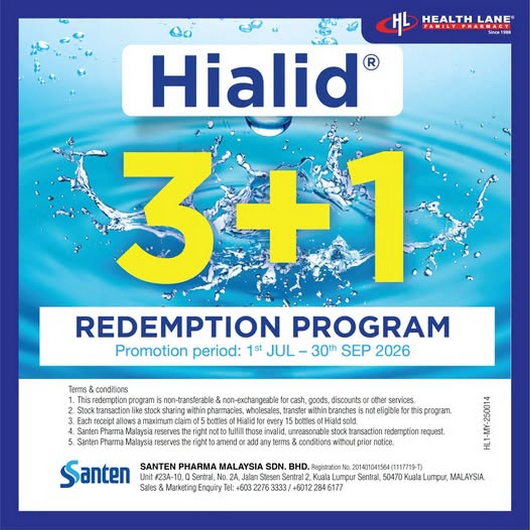 Health-Lane-Family-Pharmacy-Malaysia-Santen-Hialid-31-Redemption 1 July – 30 September 2026: Health Lane Family Pharmacy Malaysia Santen Hialid 3+1 Redemption Promotion – Stock Up on Eye Care and Enjoy Extra Value While Stocks Last