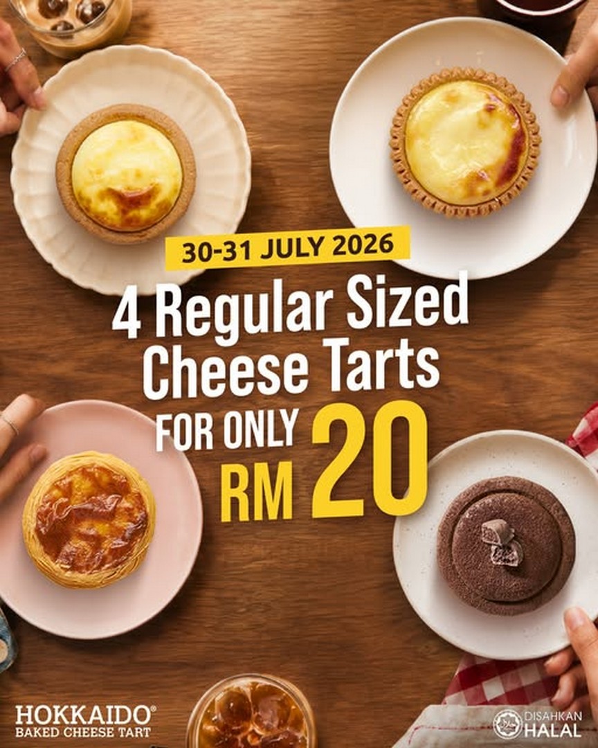 Hokkaido-Baked-Cheese-Tart-International-Friendship-Day-Promotion 30-31 July 2026: Hokkaido Baked Cheese Tart International Friendship Day Promotion, Enjoy 4 Regular Cheese Tarts for Only RM20