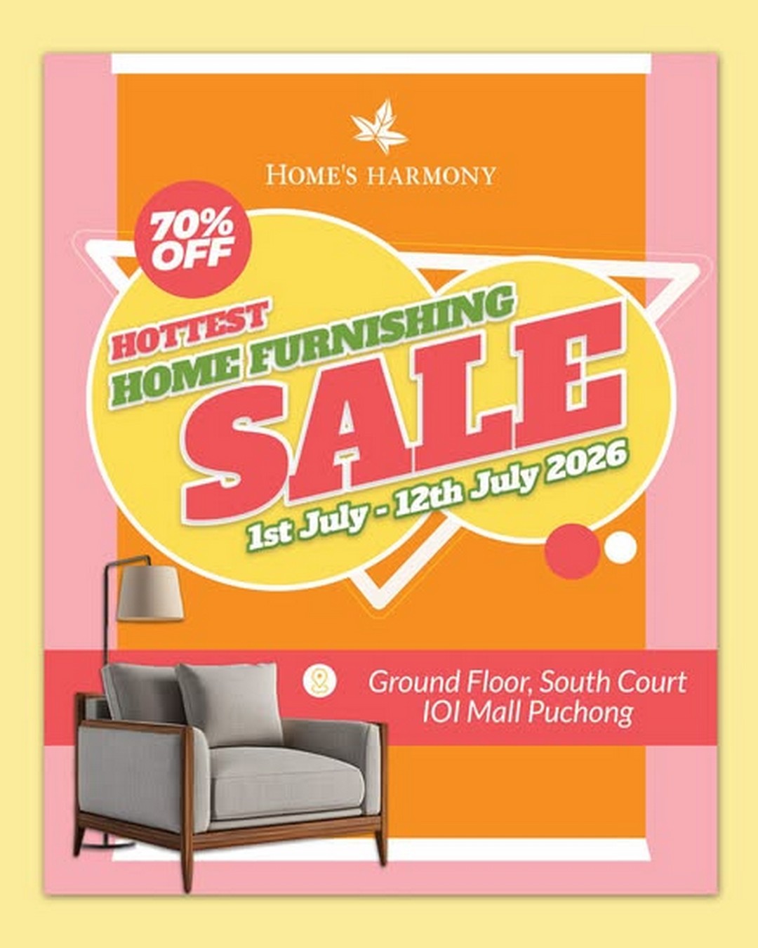 Homes-Harmony-Home-Refresh-Sale-at-IOI-Mall-Puchong 1–12 July 2026: Home's Harmony Home Refresh Sale at IOI Mall Puchong – Enjoy Up to 70% OFF Bedding, Furniture, Home Décor and Household Essentials