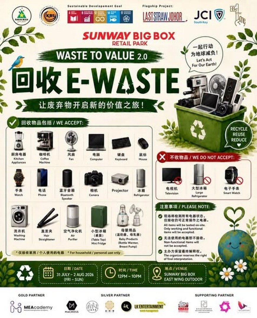 JCI-South-Key-Green-Preneur-Festival-2026-Waste-to-Value-2.0-Event-2 31 July–2 August 2026: JCI South Key Green-Preneur Festival 2026 Waste to Value 2.0 Event at Sunway Big Box – Free Eco Activities, Workshops and Family Fun in Johor
