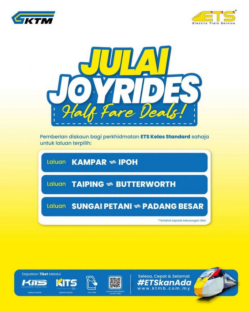 KTM-ETS-JULAI-JOYRIDES-50-OFF-Promotion-1 12-31 July 2026: KTM ETS JULAI JOYRIDES 50% OFF Promotion – Enjoy Half Fare Train Tickets on Selected ETS Routes Across Malaysia