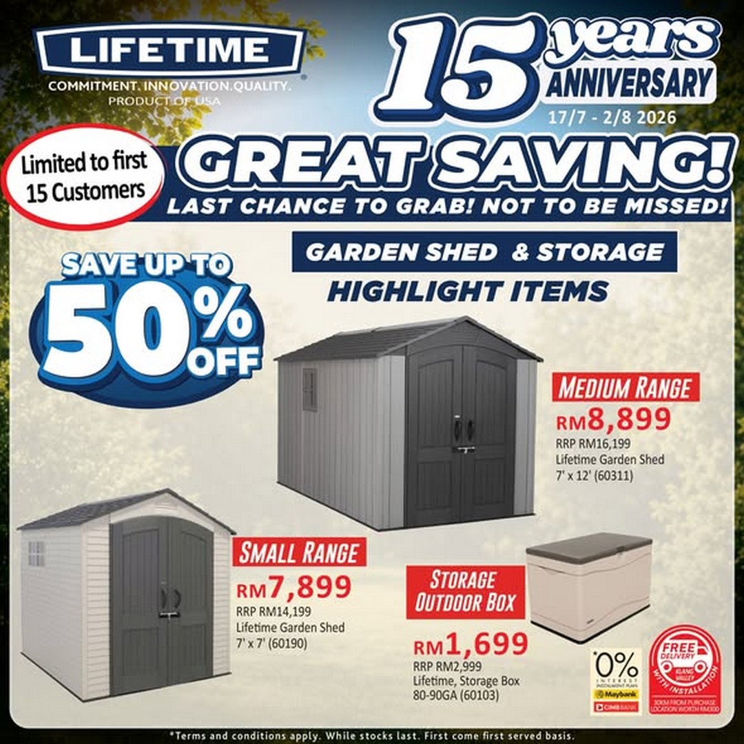 Kitchen-Shop-Lifetime-15th-Anniversary-Sale-1 17 July-2 August 2026: Kitchen Shop: Lifetime 15th Anniversary Sale Promotion with Up To 50% Off Furniture, Playground Sets & Garden Sheds