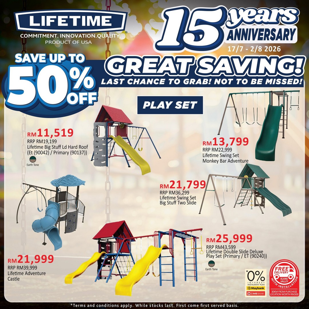 Kitchen-Shop-Lifetime-15th-Anniversary-Sale-4 17 July-2 August 2026: Kitchen Shop: Lifetime 15th Anniversary Sale Promotion with Up To 50% Off Furniture, Playground Sets & Garden Sheds