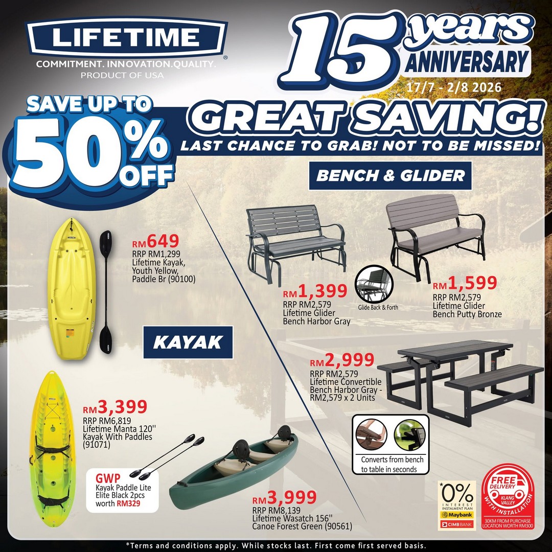 Kitchen-Shop-Lifetime-15th-Anniversary-Sale-6 17 July-2 August 2026: Kitchen Shop: Lifetime 15th Anniversary Sale Promotion with Up To 50% Off Furniture, Playground Sets & Garden Sheds