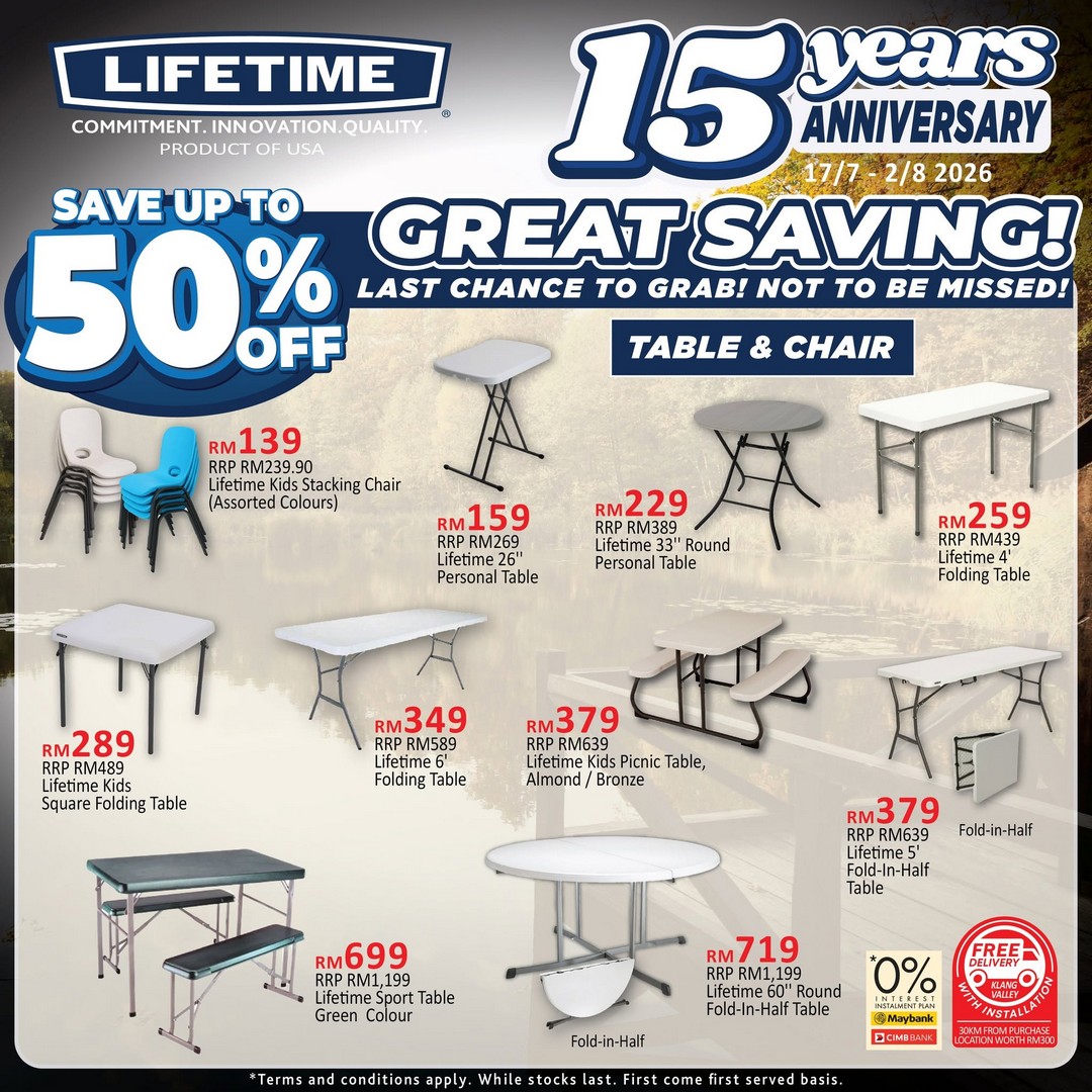 Kitchen-Shop-Lifetime-15th-Anniversary-Sale-7 17 July-2 August 2026: Kitchen Shop: Lifetime 15th Anniversary Sale Promotion with Up To 50% Off Furniture, Playground Sets & Garden Sheds