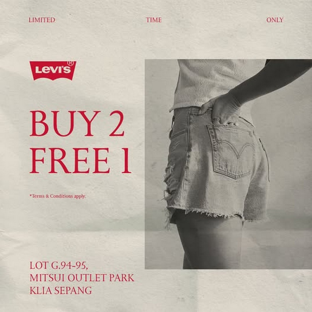Levis-July-Special-Buy-2-Free-1-Promotion-at-Mitsui-Outlet-Park-KLIA-Sepang-1 10-26 July 2026: Levi's July Special Buy 2 Free 1 Promotion at Mitsui Outlet Park KLIA Sepang – Save More on Authentic Denim and Fashion Deals