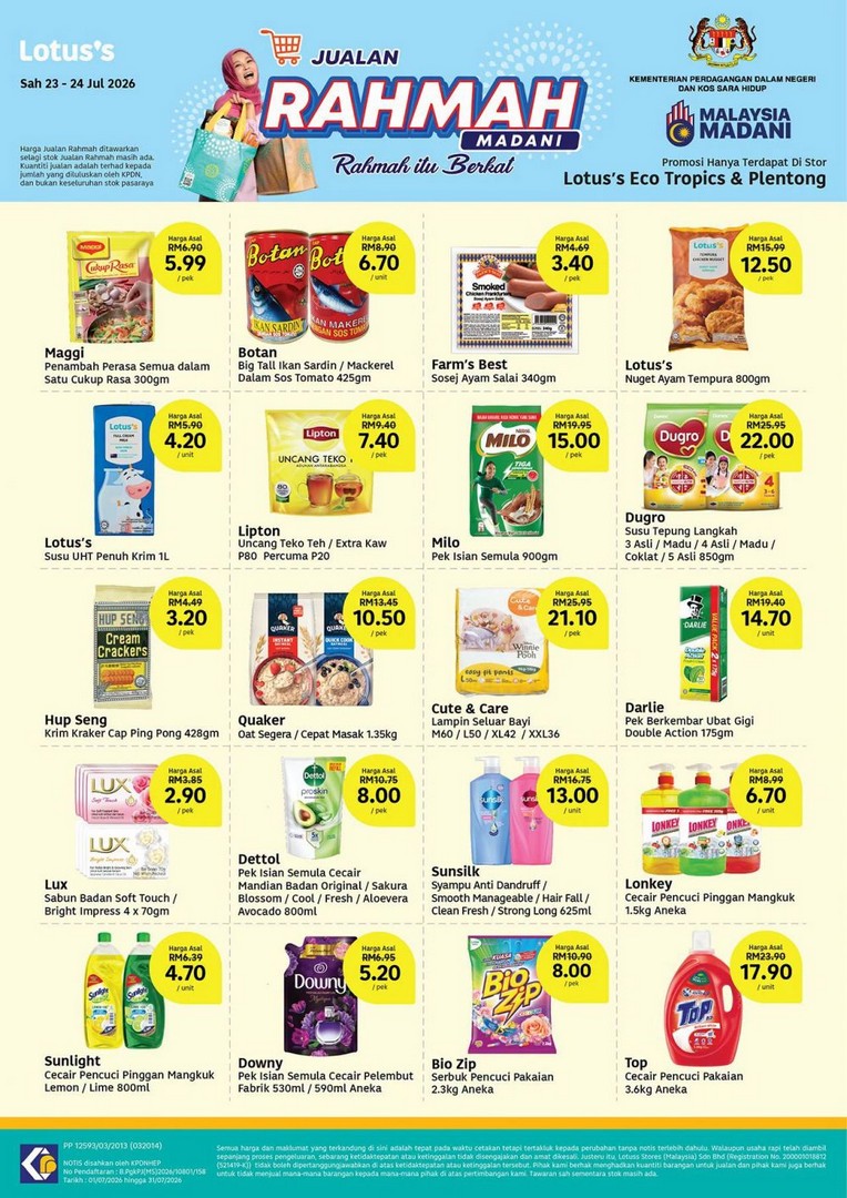 Lotuss-Malaysia-Jualan-Rahmah-Promotion-at-Eco-Tropics-Plentong-2 23-24 July 2026: Lotus's Malaysia Jualan Rahmah Promotion at Eco Tropics & Plentong: Madani Sale with Fresh Chicken at RM6.30/kg and Essential Groceries Deals