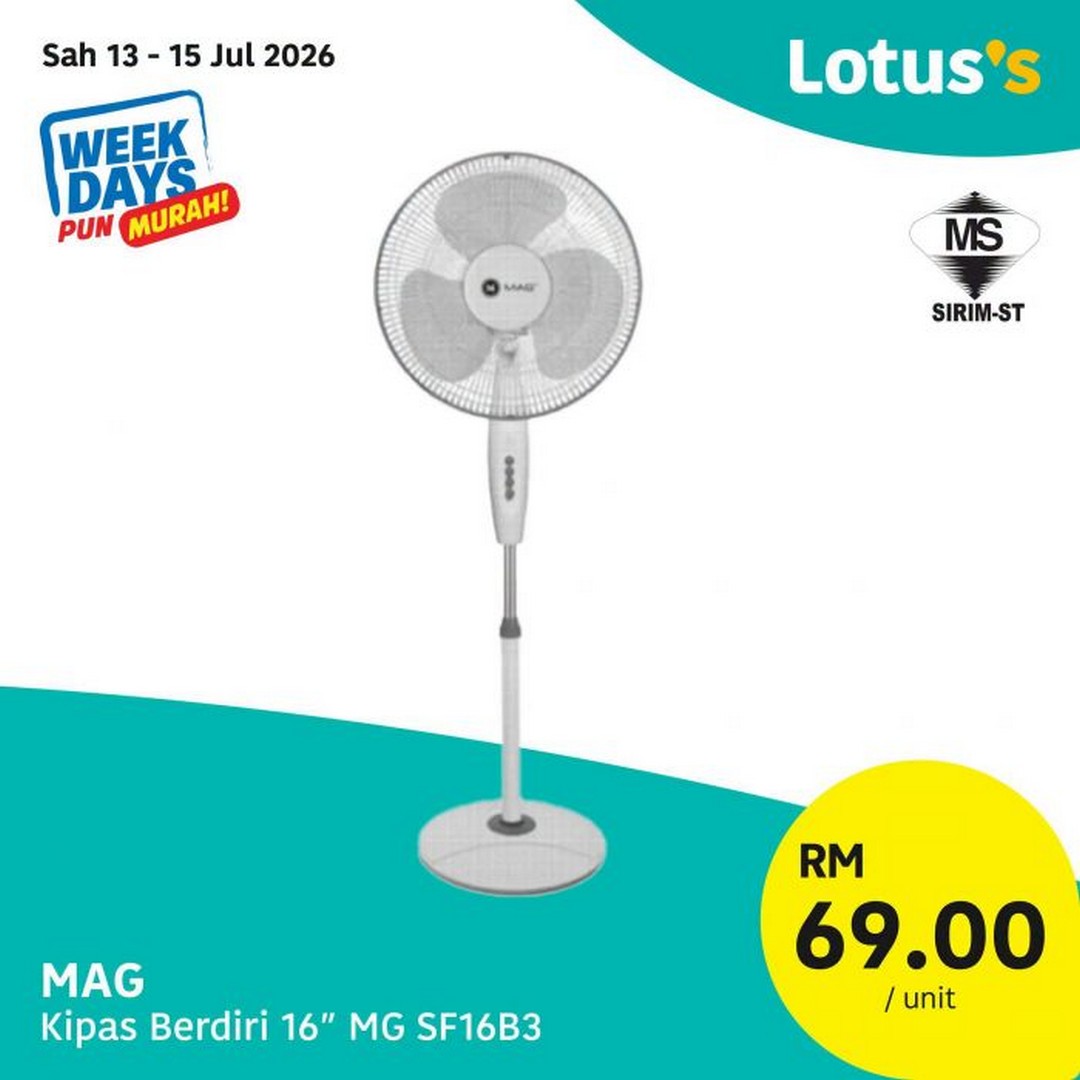 Lotuss-Malaysia-Weekdays-Pun-Murah-Sale-11 13-16 July 2026: Lotus's Malaysia Weekdays Pun Murah Sale – Buy 1 Free 1 Darlie, RM69 Standing Fan and Grocery Deals Worth Shopping