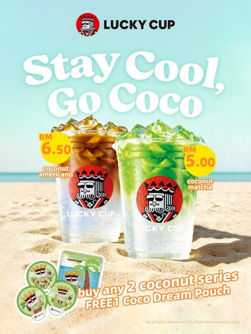 Lucky-Cup-Coffee-Coconut-Drinks-Promotion 10 July 2026 onwards: Lucky Cup Coffee Coconut Drinks Promotion – Enjoy Coconut Americano, Coconut Matcha & Free Coco Dream Pouch Deal