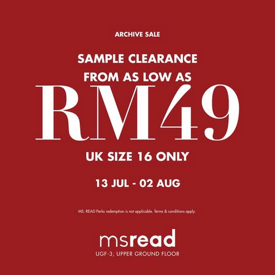 MS.-READ-Archive-Sale-at-Bangsar-Village 13 July–2 August 2026: MS. READ Archive Sale at Bangsar Village – Sample Clearance Promotion with Selected Styles from RM49
