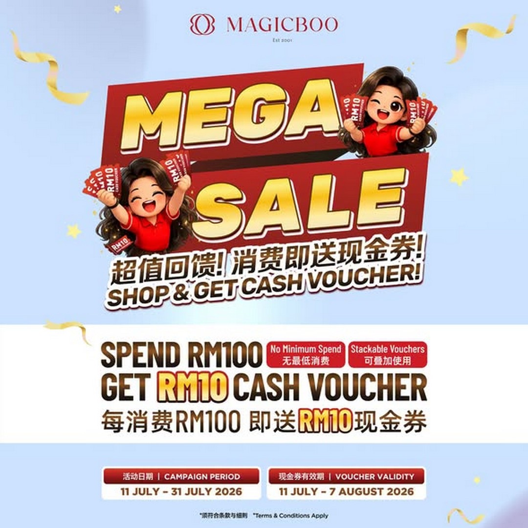 Magicboo-Beauty-Malaysia-Mega-Sale-Promotion-–-Spend-RM100 11-31 July 2026: Magicboo Beauty Malaysia Mega Sale Promotion – Spend RM100 and Receive RM10 Cash Voucher Rewards for Even Bigger Savings