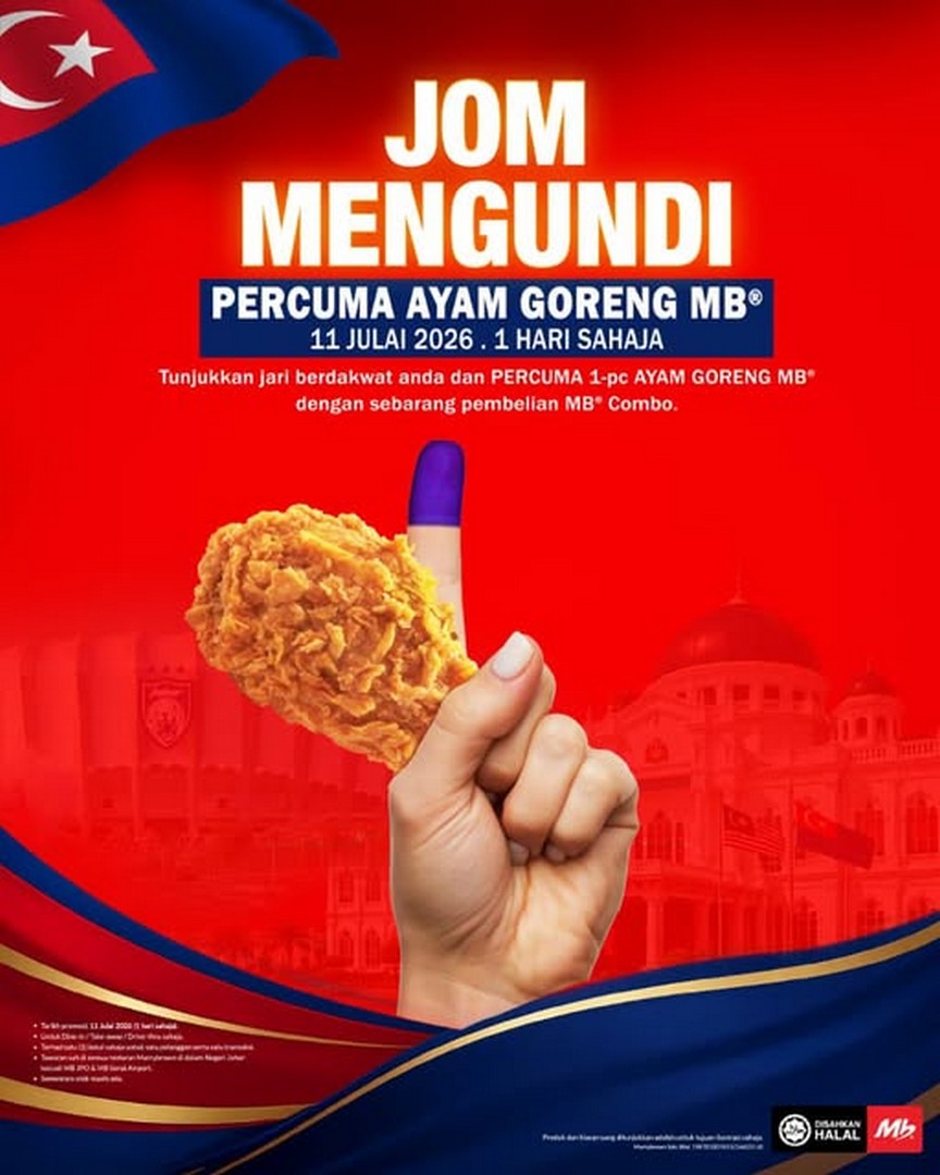 Marrybrown-Johor-Free-Fried-Chicken-Promotion 11 July 2026: Marrybrown Johor Free Fried Chicken Promotion – Get a FREE 1-pc MB Fried Chicken with Every MB Combo Purchase After Voting