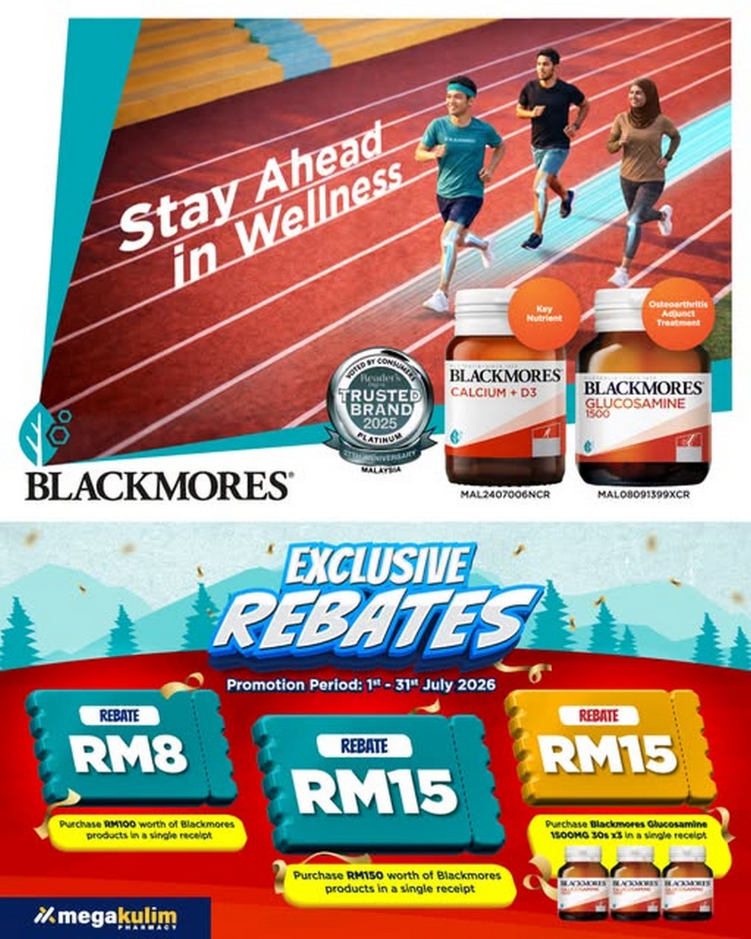 Mega-Kulim-Pharmacy-Blackmores-Wellness-Promotion 1-31 July 2026: Mega Kulim Pharmacy Blackmores Wellness Promotion – Enjoy Up to RM15 Rebates on Your Favourite Health Supplements