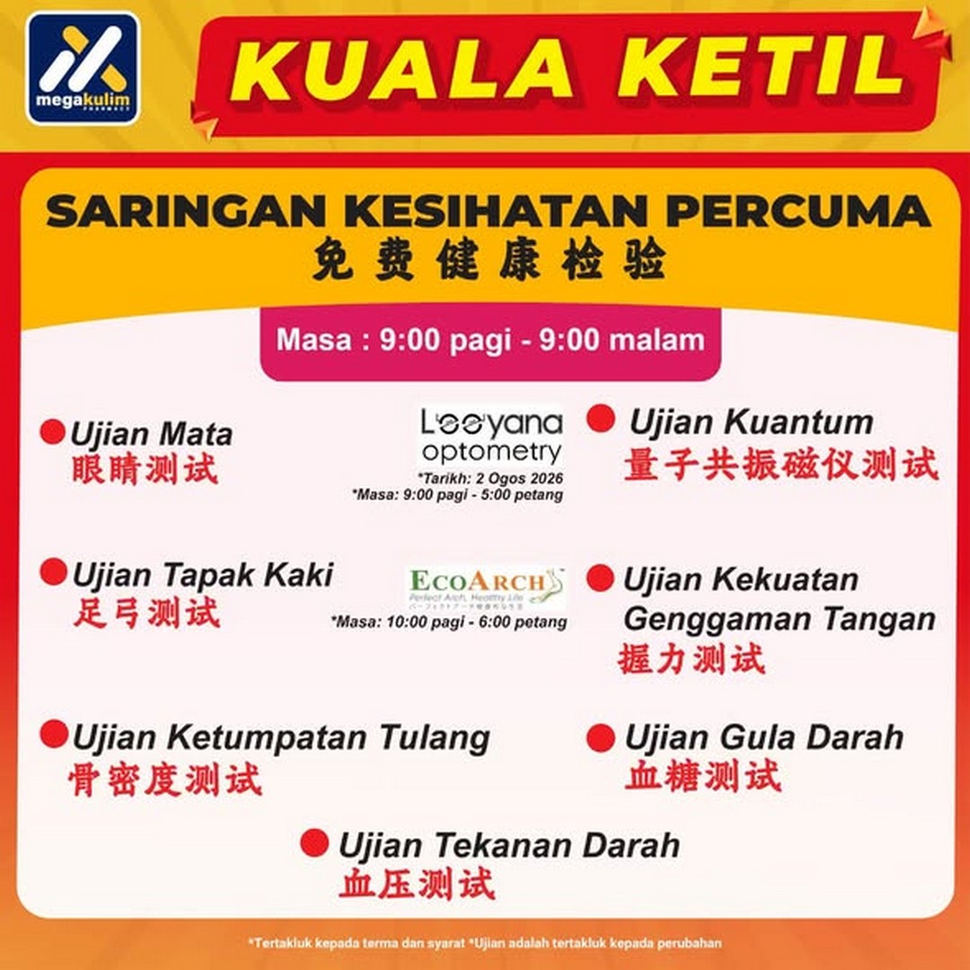 Mega-Kulim-Pharmacy-Health-Carnival-Sale-1 1-2 August 2026: Mega Kulim Pharmacy: Health Carnival Sale & Promotion Event With Free Health Screening, Rewards And Wellness Offers