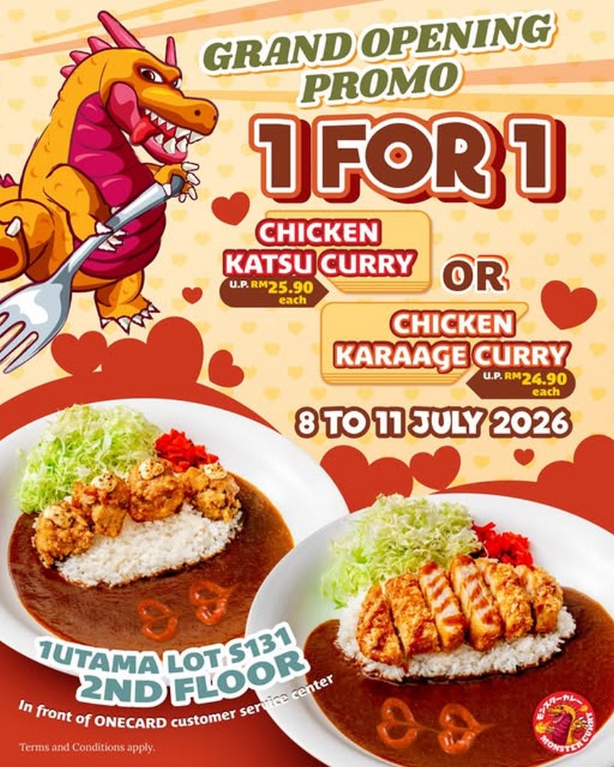 Monster-Curry-Malaysia-Buy-1-Free-1-Promotion-at-1-Utama 8-11 July 2026: Monster Curry Malaysia Buy 1 Free 1 Promotion at 1 Utama – Four Days Only All-Day Japanese Curry Deal in Malaysia