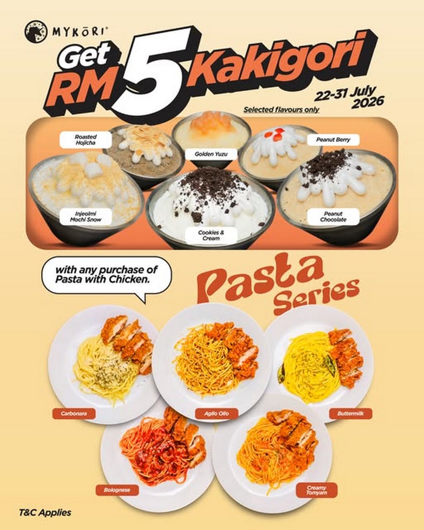 Mykori-Malaysia-Promotion-Enjoy-Any-Pasta-with-Selected-Kakigori 22-31 July 2026: Myk?ri Malaysia Promotion, Enjoy Any Pasta with Selected Kakigori Dessert Add-On for Only RM5 at Participating Outlets