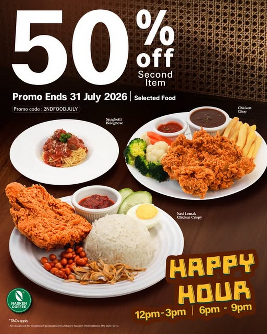 Nasken-Coffee-Second-Course-50-Off-Promotion Now till 31 July 2026: Nasken Coffee Second Course 50% Off Promotion – Save More During Happy Hour Dining Across Malaysia