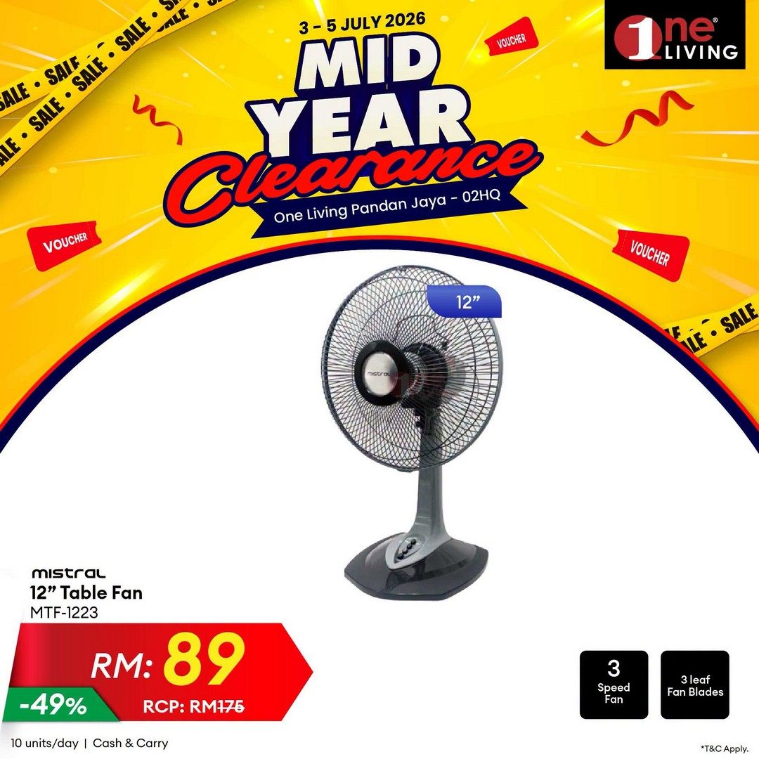 One-Living-Malaysia-Mid-Year-Clearance-Sale-18 3-5 July 2026: One Living Malaysia Mid Year Clearance Sale with Huge Savings on Air Conditioners, Fans and Water Heaters at Pandan Jaya
