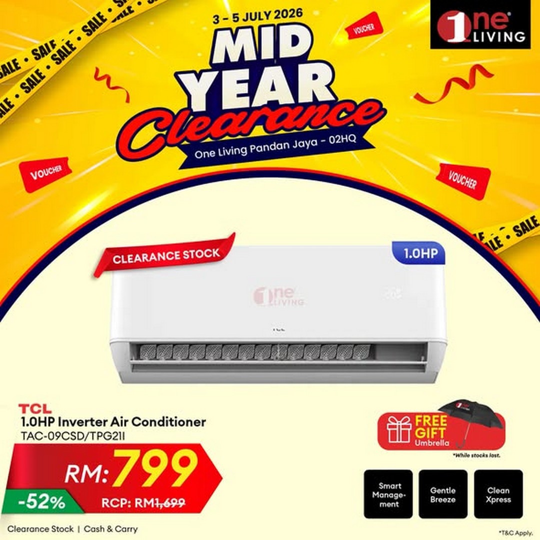One-Living-Malaysia-Mid-Year-Clearance-Sale-3 3-5 July 2026: One Living Malaysia Mid Year Clearance Sale with Huge Savings on Air Conditioners, Fans and Water Heaters at Pandan Jaya