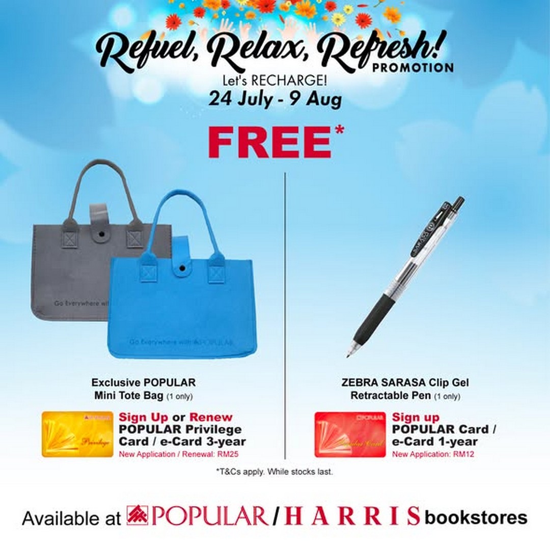 POPULAR-Malaysia-Refuel-Relax-Refresh-Promotion 24 July-9 August 2026: POPULAR Malaysia Refuel, Relax, Refresh Promotion: Exclusive Member Rewards, Free Gifts and Special Price Deals at POPULAR & HARRIS Bookstores Nationwide