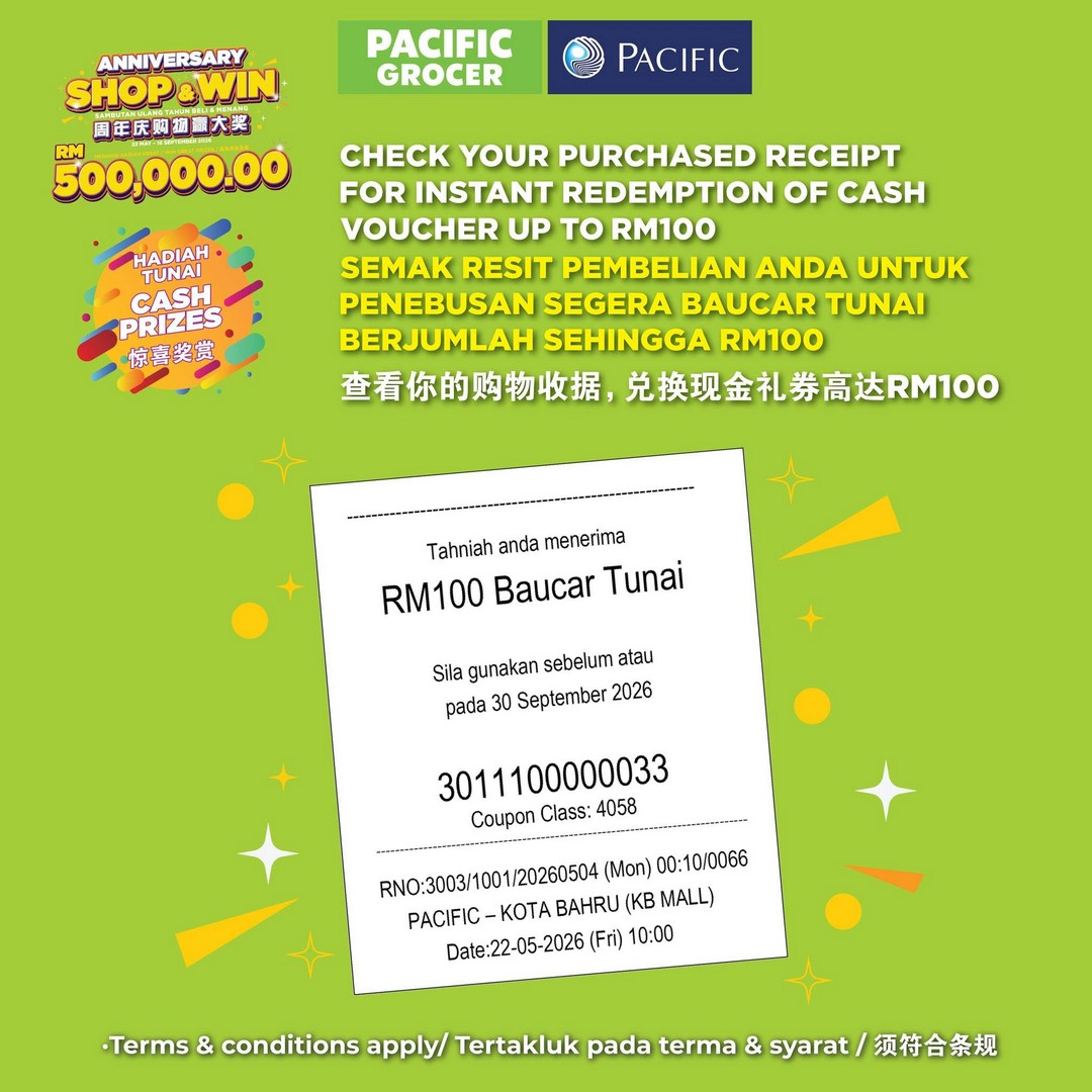 Pacific-Malaysia-58th-Anniversary-Shop-Win-Promotion-7 22 May–16 September 2026: Pacific Malaysia 58th Anniversary Shop & Win Promotion – Spend RM50 and Stand a Chance to Win Cars, Motorcycles, Samsung Appliances and Instant Rewards
