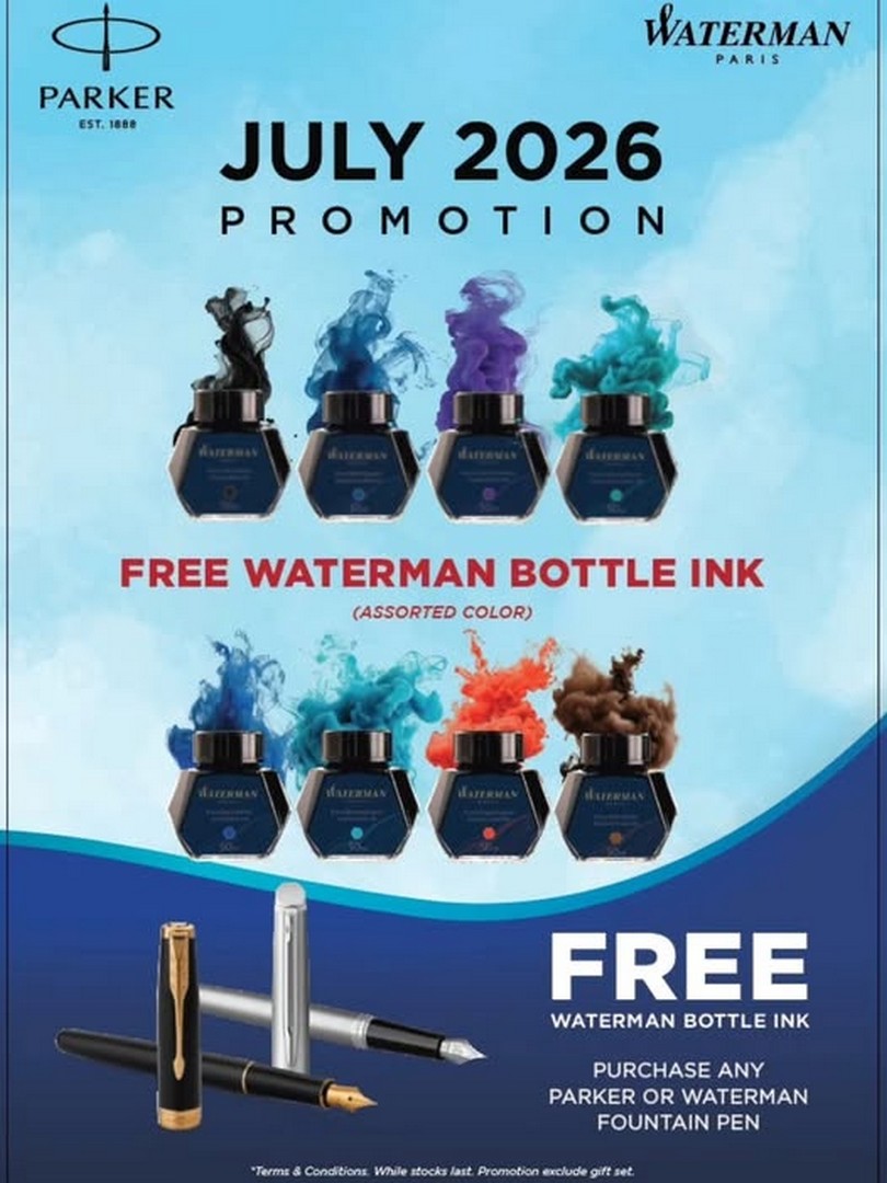 Parker-Malaysia-Free-Waterman-Bottle-Ink-Promotion 16 July 2026 onwards: Parker Malaysia Free Waterman Bottle Ink Promotion at Parker Shop TRX 106 – Buy a Fountain Pen and Receive a Complimentary Gift
