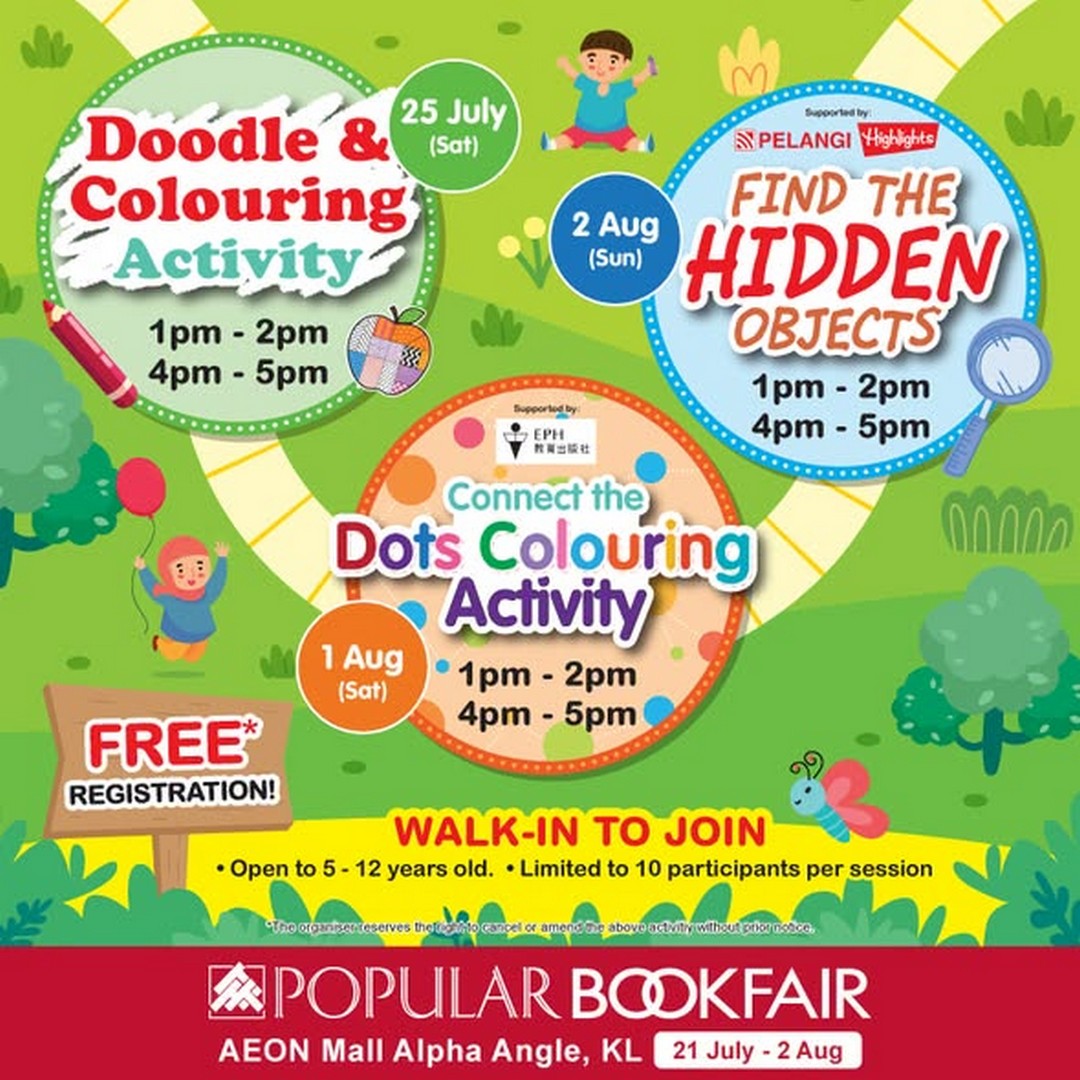 Popular-Book-Bookfair-at-AEON-Mall-Alpha-Angle-KL-1 25 July–2 August 2026: Popular Book Bookfair at AEON Mall Alpha Angle KL – Children's Colouring Activities, Crayon Competition and Family Bookfair Event