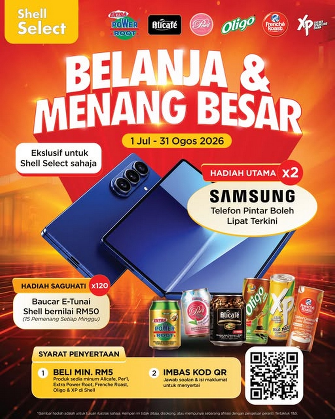 Power-Root-Spend-Win-Promotion-at-Shell-Select-Malaysia 1 July – 31 August 2026: Power Root Spend & Win Promotion at Shell Select Malaysia – Spend RM5 and Stand a Chance to Win Samsung Foldable Smartphones and Shell E-Cash Vouchers