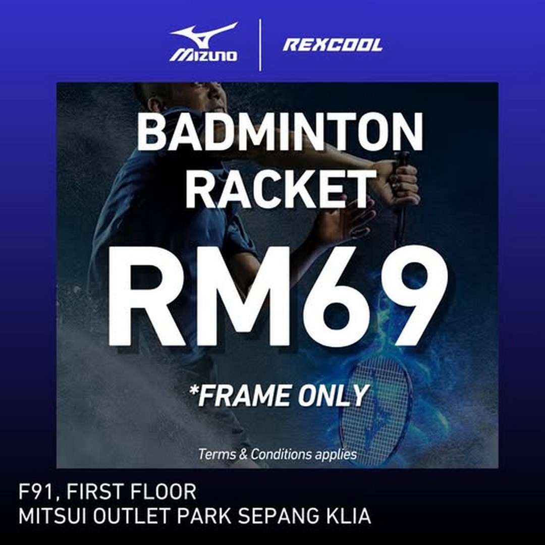 REXCOOL-July-Special-Promotion-–-Grab-a-Mizuno-x-REXCOOL 5–11 July 2026: REXCOOL July Special Promotion – Grab a Mizuno x REXCOOL Badminton Racket Frame for Only RM69 at Mitsui Outlet Park KLIA Sepang