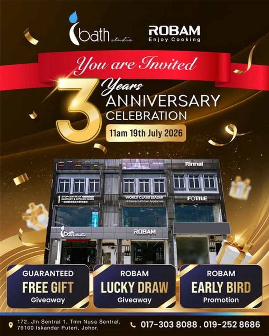 ROBAM-Malaysia-Bath-Studio-3rd-Anniversary-Celebration-Promotion 19 July 2026: ROBAM Malaysia Bath Studio 3rd Anniversary Celebration Promotion – Exclusive Bundle Deals, Lucky Draws, Free Gifts and One-Day Special Offers