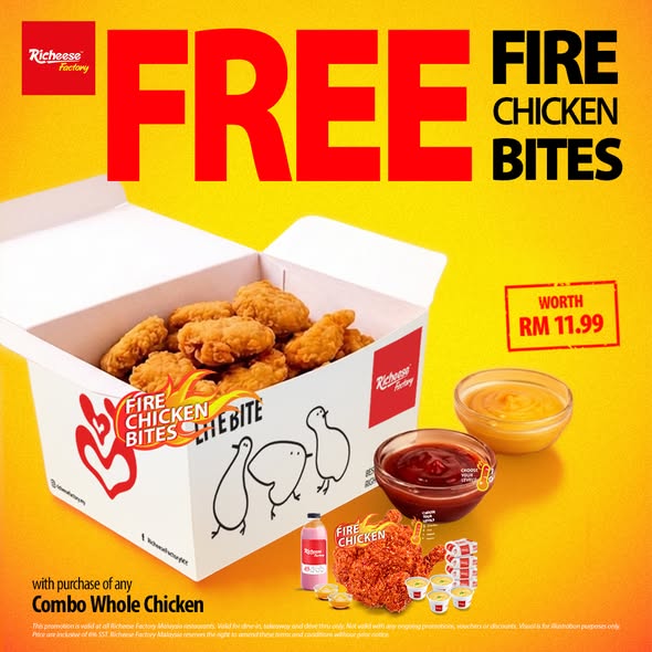 Richeese-Factory-Malaysia-July-Promotion-–-Free-Chicken-Bites-2 8 July 2026 onwards: Richeese Factory Malaysia July Promotion – Free Chicken Bites, Free Upsize Drink, Ice Cream & Combo Deals from RM19.49