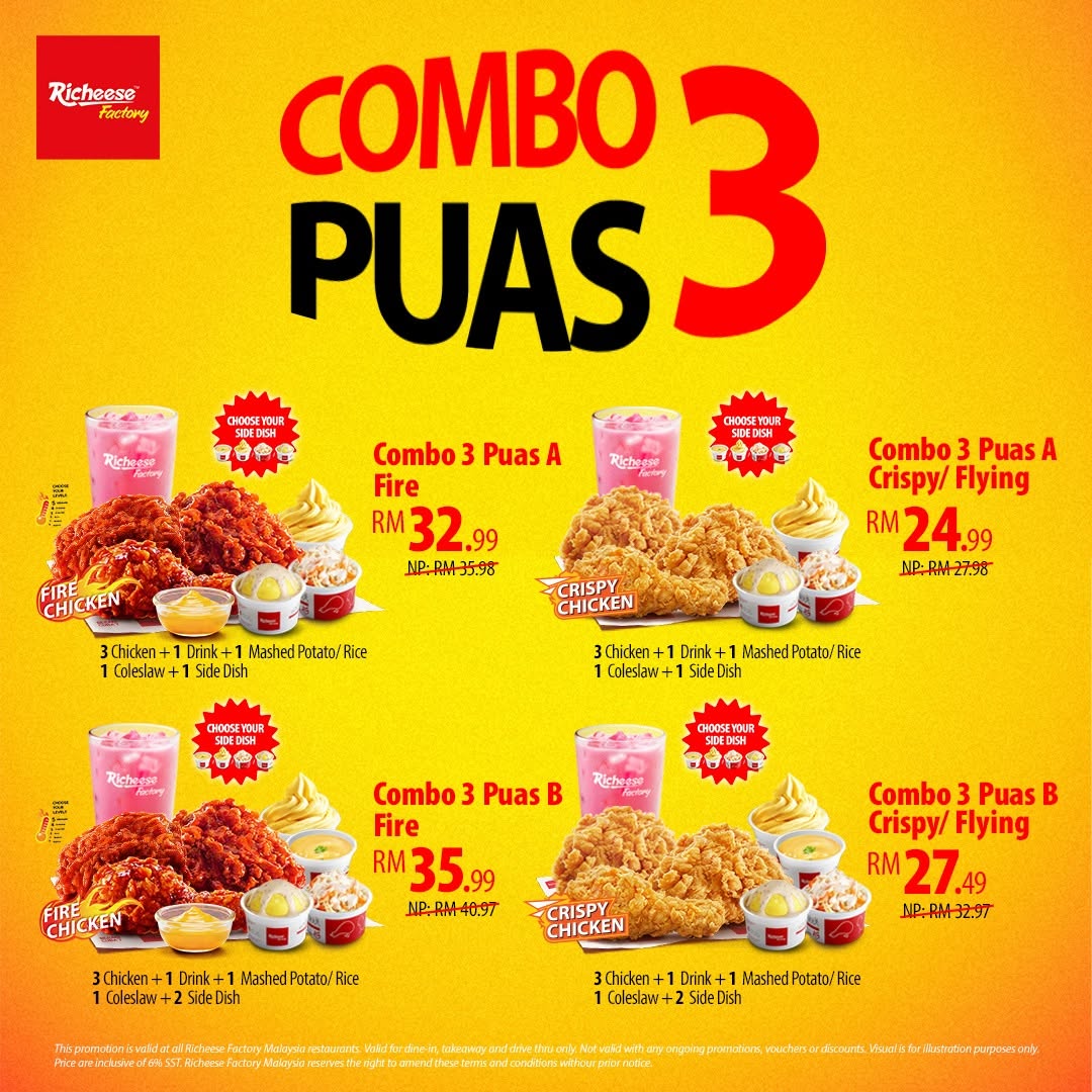 Richeese-Factory-Malaysia-July-Promotion-–-Free-Chicken-Bites-4 8 July 2026 onwards: Richeese Factory Malaysia July Promotion – Free Chicken Bites, Free Upsize Drink, Ice Cream & Combo Deals from RM19.49