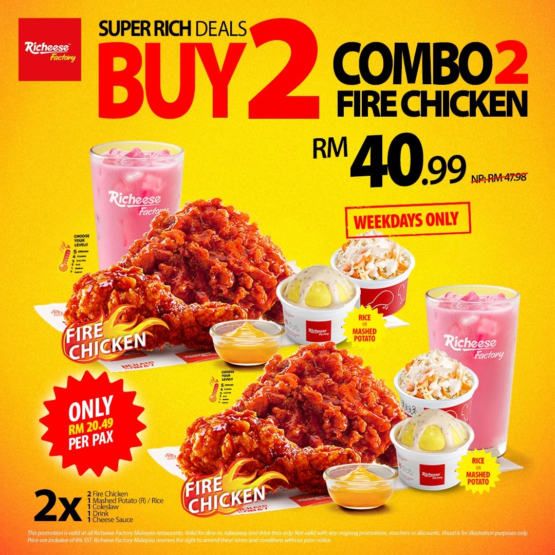 Richeese-Factory-Malaysia-July-Promotion-–-Free-Chicken-Bites-6 8 July 2026 onwards: Richeese Factory Malaysia July Promotion – Free Chicken Bites, Free Upsize Drink, Ice Cream & Combo Deals from RM19.49
