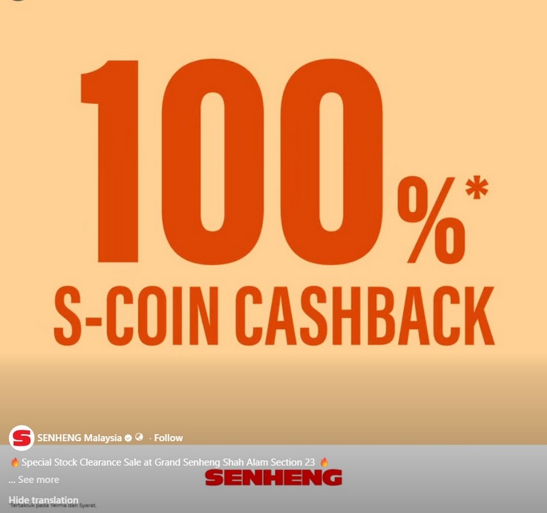 SENHENG-Malaysia-Grand-Senheng-Shah-Alam-Section-23-Stock-Clearance-Sale 11-12 July 2026: SENHENG Malaysia Grand Senheng Shah Alam Section 23 Stock Clearance Sale – Enjoy 100% S-Coin Cashback, Extra Warranty and 0% Instalment Promotion