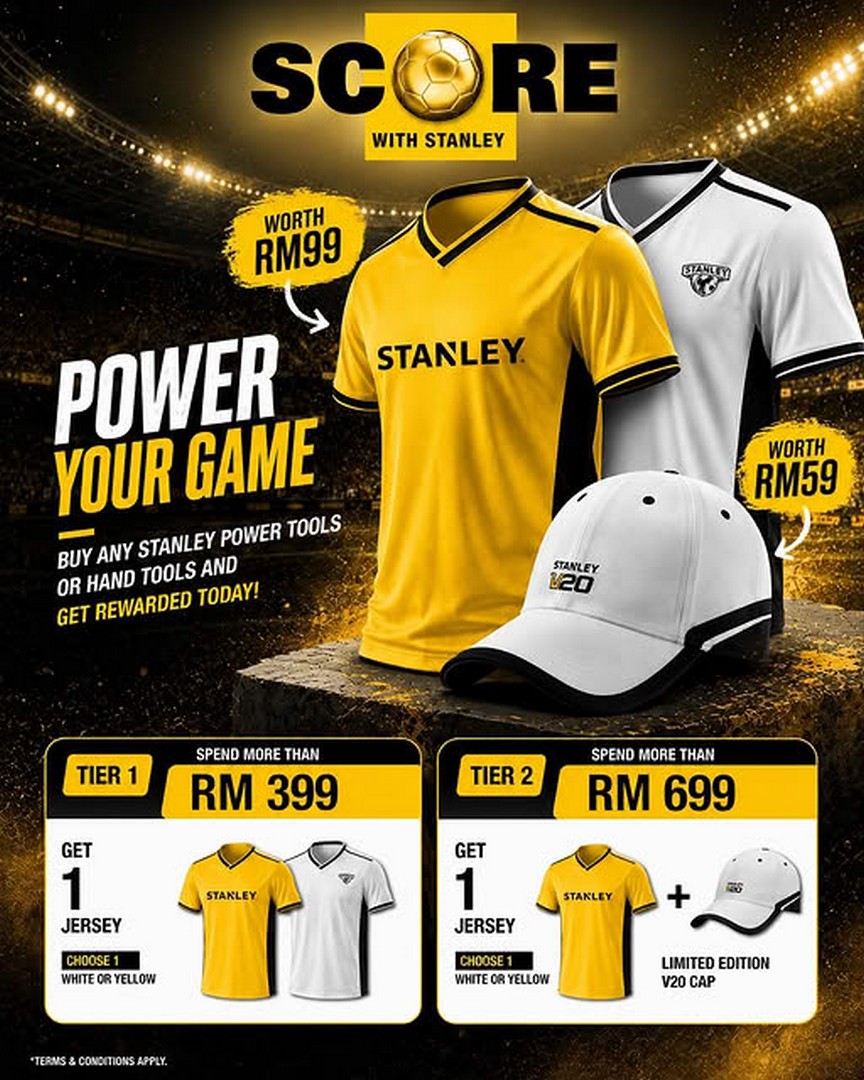 STANLEY-Tools-Malaysia-Power-Your-Game-Promotion Now till 31 July 2026: STANLEY Tools Malaysia Power Your Game Promotion – Spend from RM399 and Redeem Exclusive Limited Edition Football Merchandise