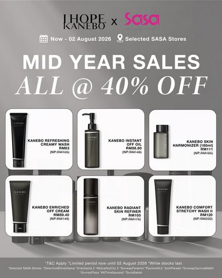 SaSa-Malaysia-KANEBO-Mid-Year-Beauty-Savings-Promotion-1 Now till 2 August 2026: SaSa Malaysia KANEBO Mid Year Beauty Savings Promotion – Enjoy Up to 40% OFF Selected Premium Skincare Favourites