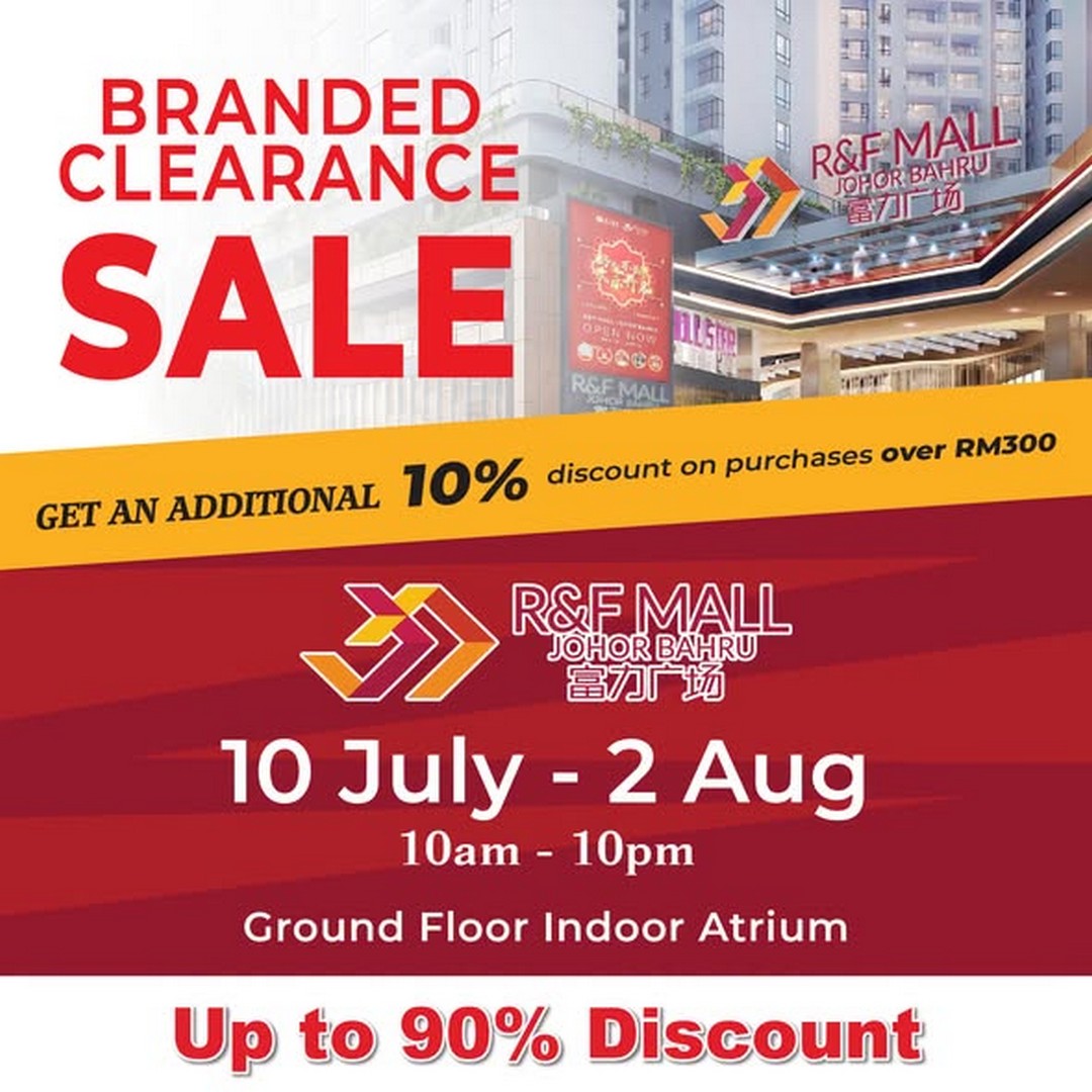 Shoppers-Hub-Premium-Branded-Fashion-Sale 10 July – 2 August 2026: Shoppers Hub Premium Branded Fashion Sale at R&F Mall Johor Bahru – Enjoy Up to 90% OFF Plus Extra 10% Discount Promotion