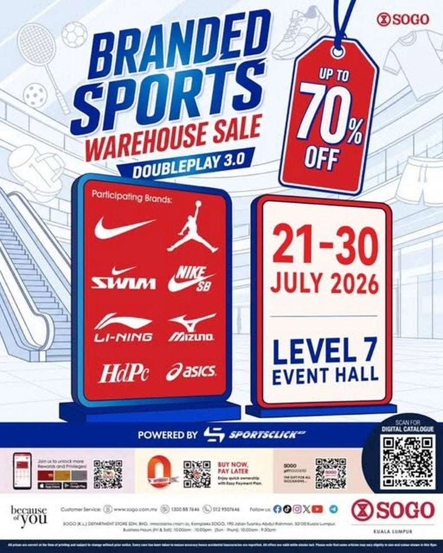 Sportsclick-Malaysia-Branded-Sports-Warehouse-Sale 21-30 July 2026: Sportsclick Malaysia Branded Sports Warehouse Sale – Enjoy Up to 70% Off Sportswear, Footwear and Equipment at SOGO Level 7 Event Hall