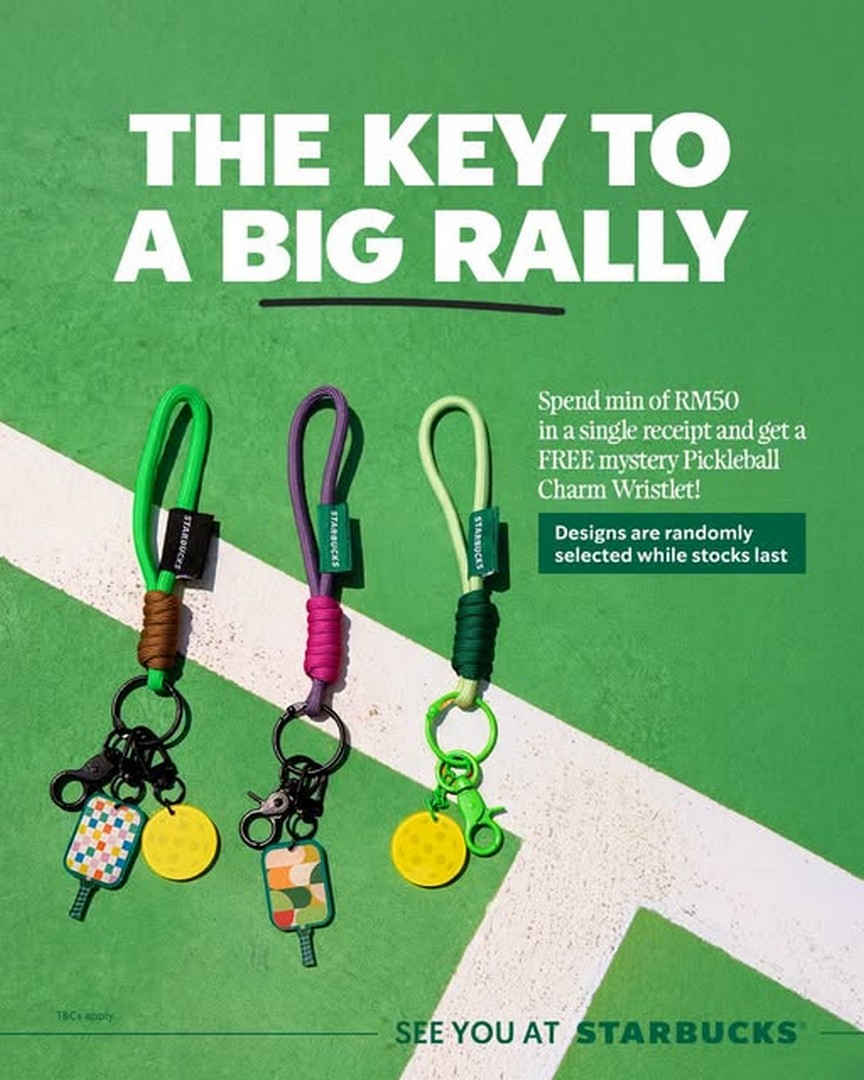 Starbucks-Malaysia-FREE-Pickleball-Charm-Wristlet-Promotion 9 July 2026 onwards: Starbucks Malaysia FREE Pickleball Charm Wristlet Promotion – Spend RM50 and Collect All 3 Limited Edition Designs