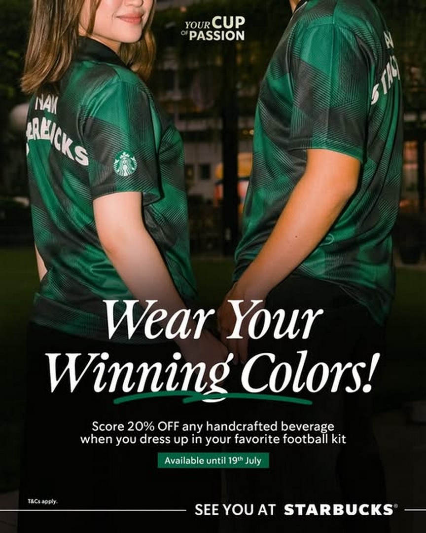 Starbucks-Malaysia-Football-Jersey-Promotion Now till 19 July 2026: Starbucks Malaysia Football Jersey Promotion – Enjoy 20% OFF Handcrafted Beverages When You Wear Your Football Kit
