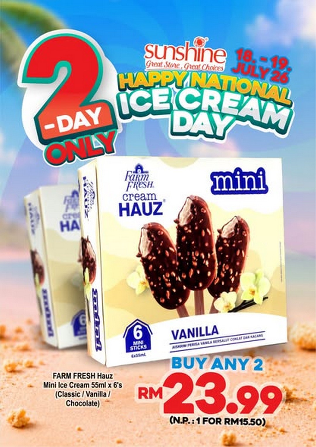 Sunshine-Retail-Penang-Ice-Cream-Promotion 16-17 July 2026: Sunshine Retail Penang Ice Cream Promotion: Enjoy Frozen Treats from RM2 and Special FARM FRESH Hauz Mini Ice Cream Deals at Sunshine Supermarket
