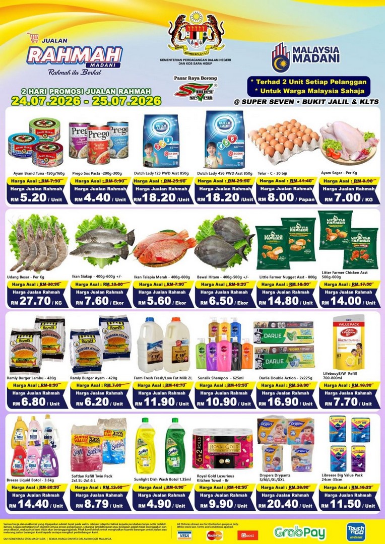 Super-Seven-Jualan-Rahmah-Madani-Promotion-1 24-25 July 2026: Super Seven: Jualan Rahmah Madani Promotion, Groceries From RM2.00 For Two Days Only At Super7 Bukit Jalil And KLTS