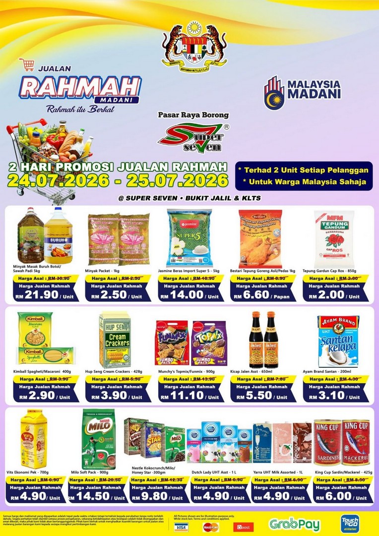 Super-Seven-Jualan-Rahmah-Madani-Promotion 24-25 July 2026: Super Seven: Jualan Rahmah Madani Promotion, Groceries From RM2.00 For Two Days Only At Super7 Bukit Jalil And KLTS