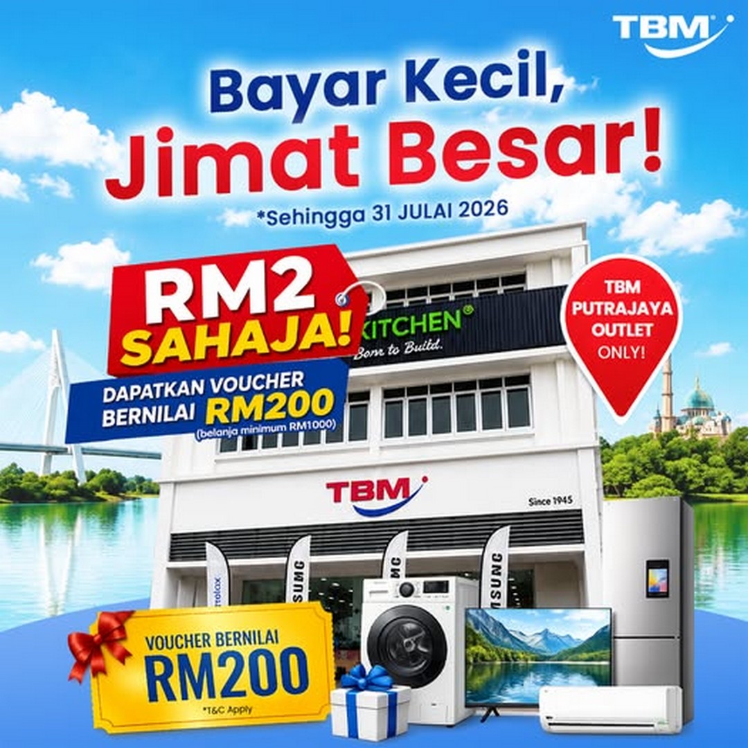 TBM-Malaysia-Pay-Small-Save-Big-Promotion Now till 31 July 2026: TBM Malaysia Pay Small Save Big Promotion – Buy RM1 Voucher and Receive RM100 Shopping Voucher at TBM Putrajaya