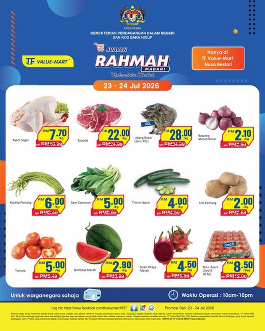 TF-Value-Mart-Malaysia-Jualan-Rahmah-Promotion 23-24 July 2026: TF Value-Mart Malaysia Jualan Rahmah Promotion at TF Value-Mart Nusa Bestari with Great Everyday Savings