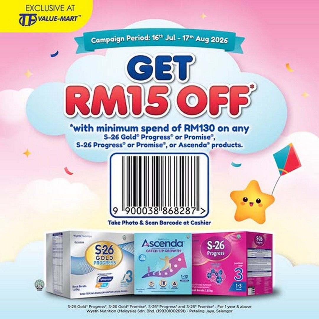 TF-Value-Mart-Malaysia-S-26-Gold-Ascenda-Baby-Products-Promotion-1 16 July-17 August 2026: TF Value-Mart Malaysia S-26 Gold & Ascenda Baby Products Promotion: Enjoy RM15 Instant Savings with Minimum Spend