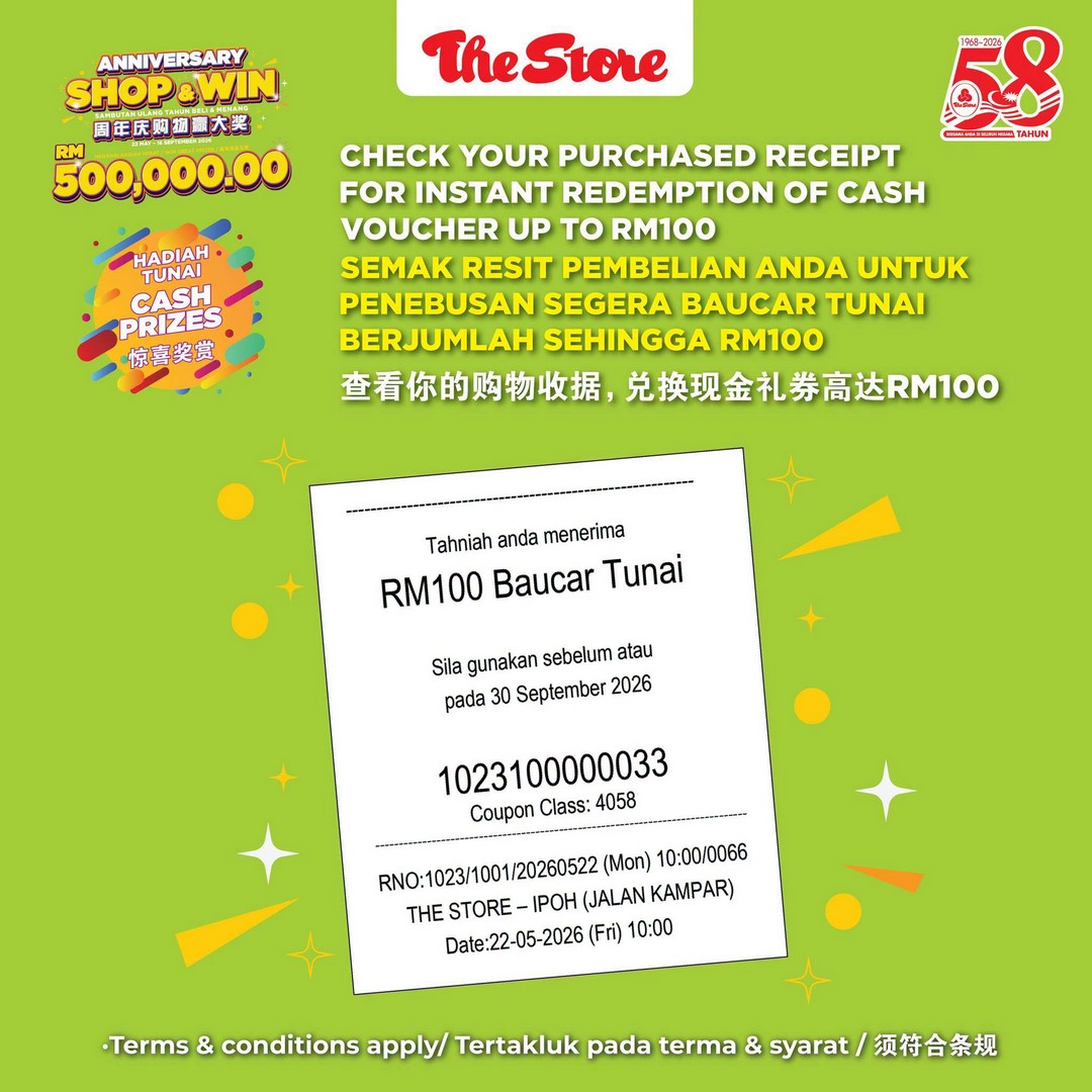 The-Store-Malaysia-58th-Anniversary-Shop-Win-Promotion-8 22 May – 16 September 2026: The Store Malaysia 58th Anniversary Shop & Win Promotion – Spend RM50 and Stand a Chance to Win Proton Cars, Instant Rewards and More