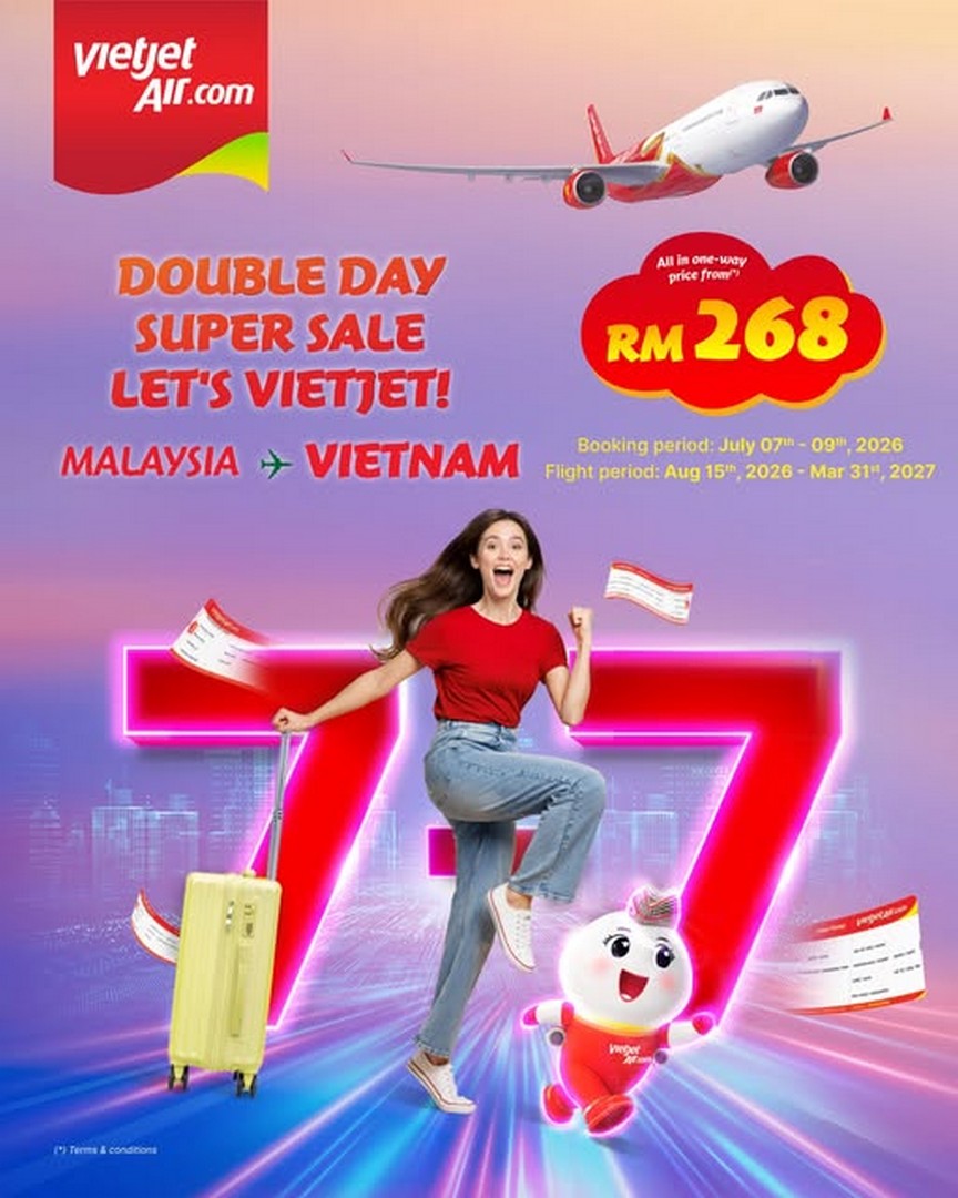 Vietjet-Malaysia-Double-Day-07-07-Promotion 7–9 July 2026: Vietjet Malaysia Double Day 07/07 Promotion – One-Way Flights to Vietnam from RM268 with Travel Until March 2027